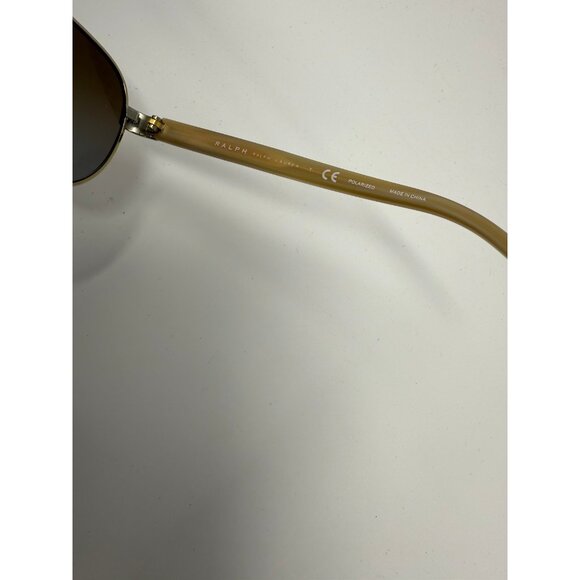 Ralph Lauren RA4004 101/T5 Horn Gold Frame Polarized Brown Aviator Sunglasses - Picture 4 of 10